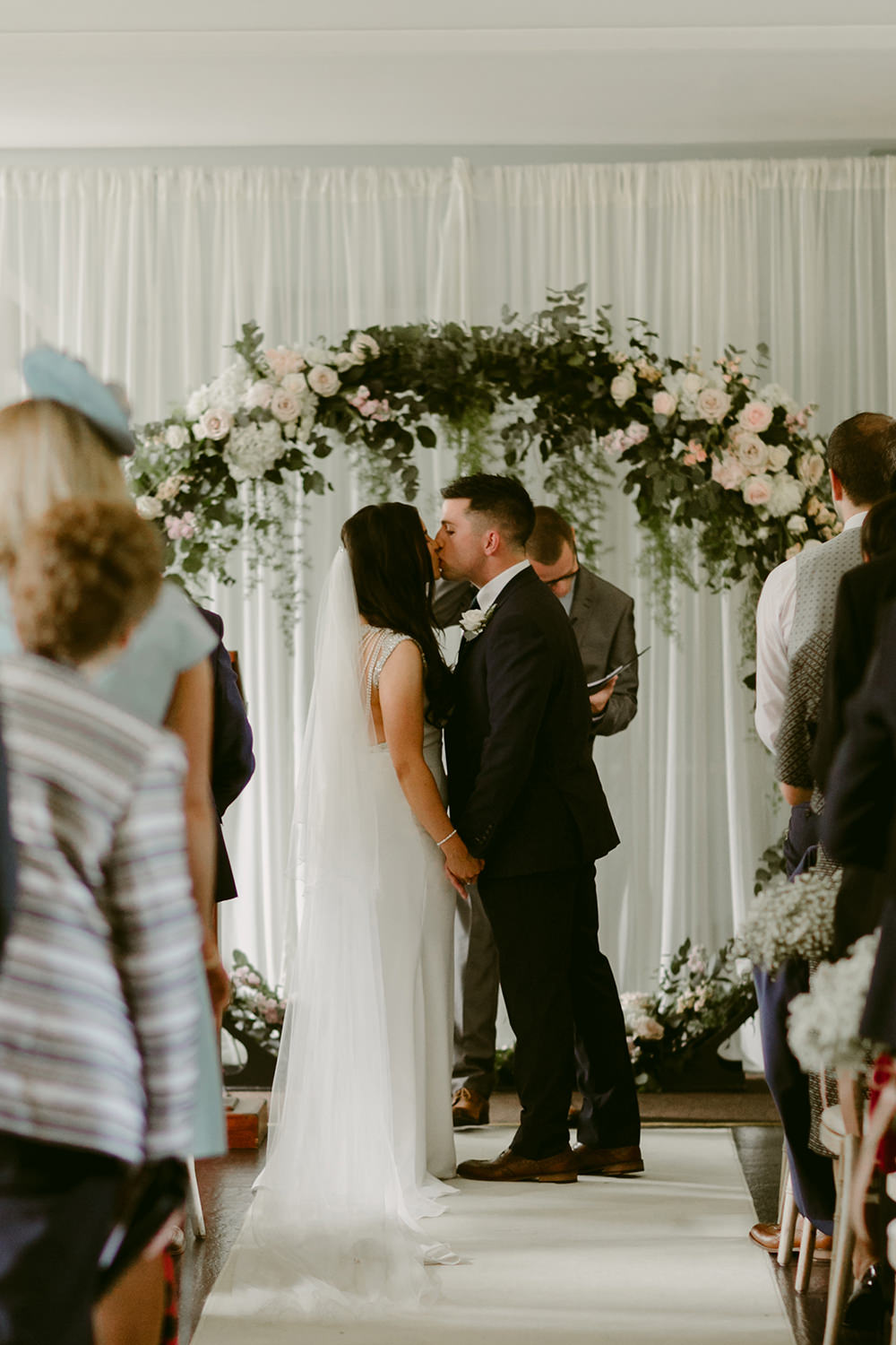 Moongate Flower Arch Ceremony Aisle Backdrop Lissanoure Castle Wedding Adam and Grace