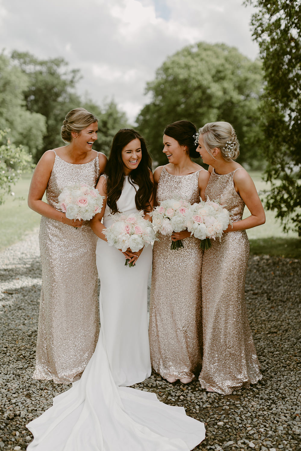 Gold Sequin Bridesmaids Bridesmaid Dress Dresses Lissanoure Castle Wedding Adam and Grace