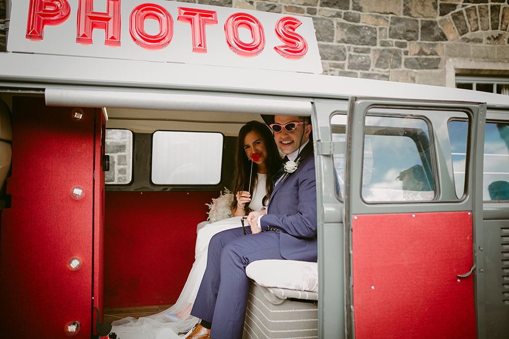Campervan Photo Booth Lissanoure Castle Wedding Adam and Grace