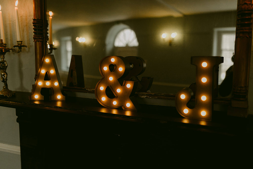 Letter Lights Lissanoure Castle Wedding Adam and Grace