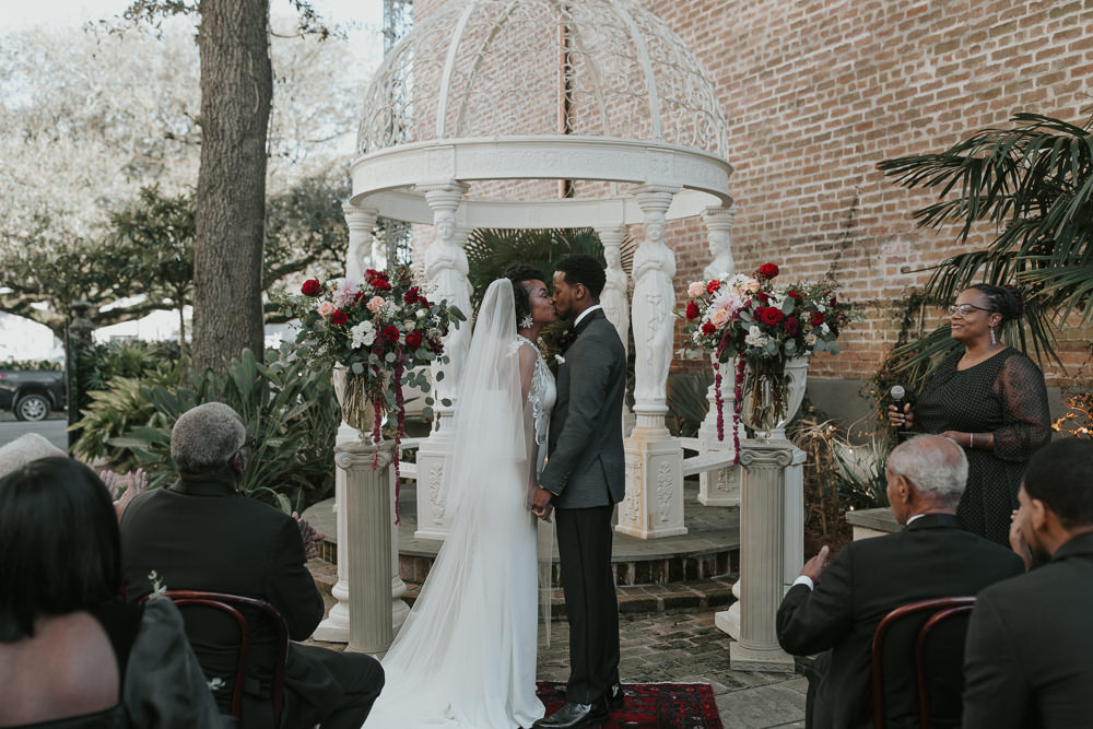 Outdoor Ceremony Rugs Vintage Chairs New Orleans Micro Wedding Olivia Yuen Photo