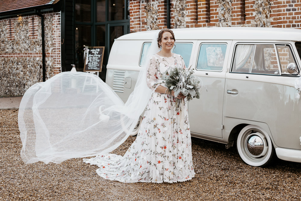 Bride Bridal Dress Gown Flower Floral Silver Blue Wedding Laura Coughlan