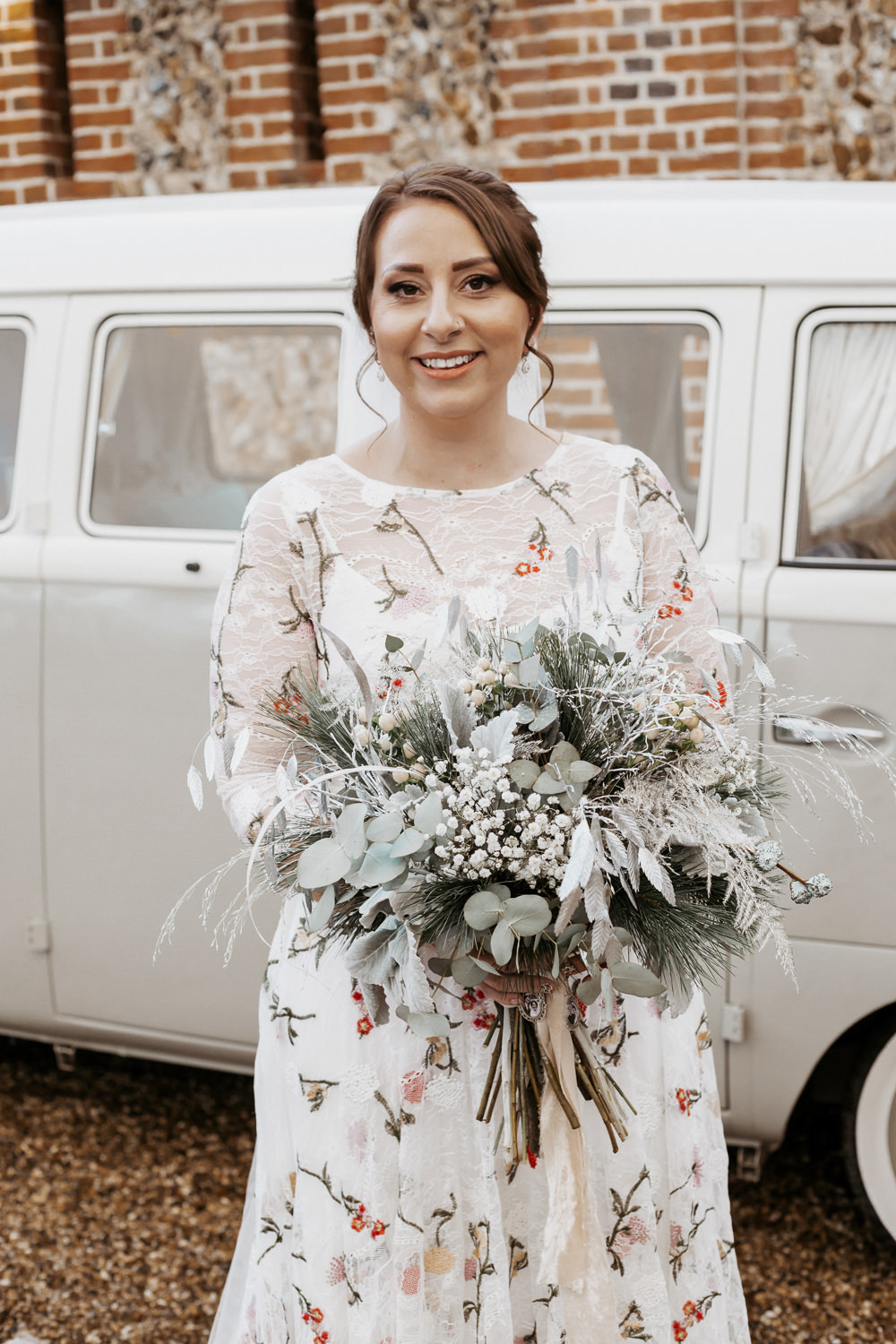 Bride Bridal Dress Gown Flower Floral Silver Blue Wedding Laura Coughlan