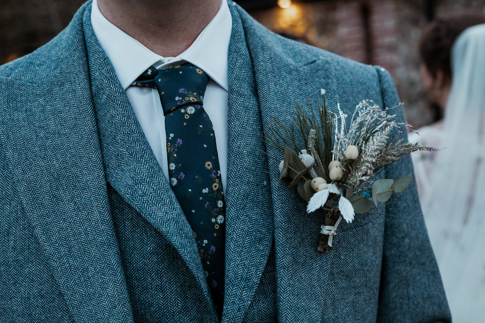 Groom Buttonhole Flowers Silver Blue Wedding Laura Coughlan