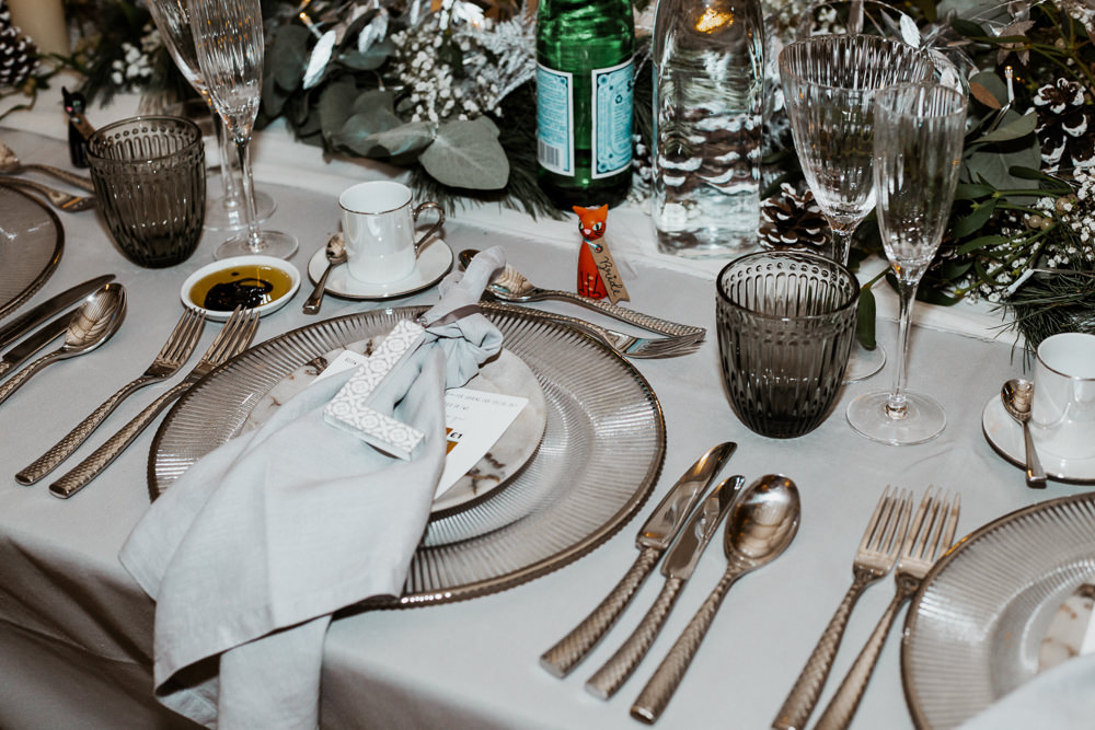 Place Setting Decor Silver Blue Wedding Laura Coughlan