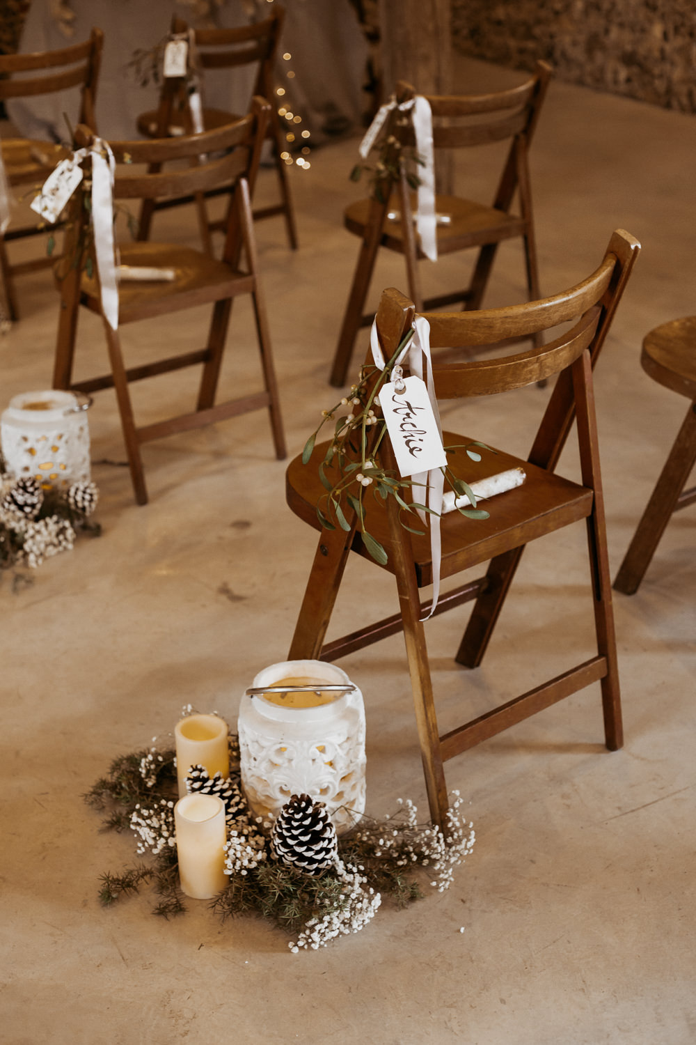 Pew End Aisle Decor Ceremony Silver Blue Wedding Laura Coughlan