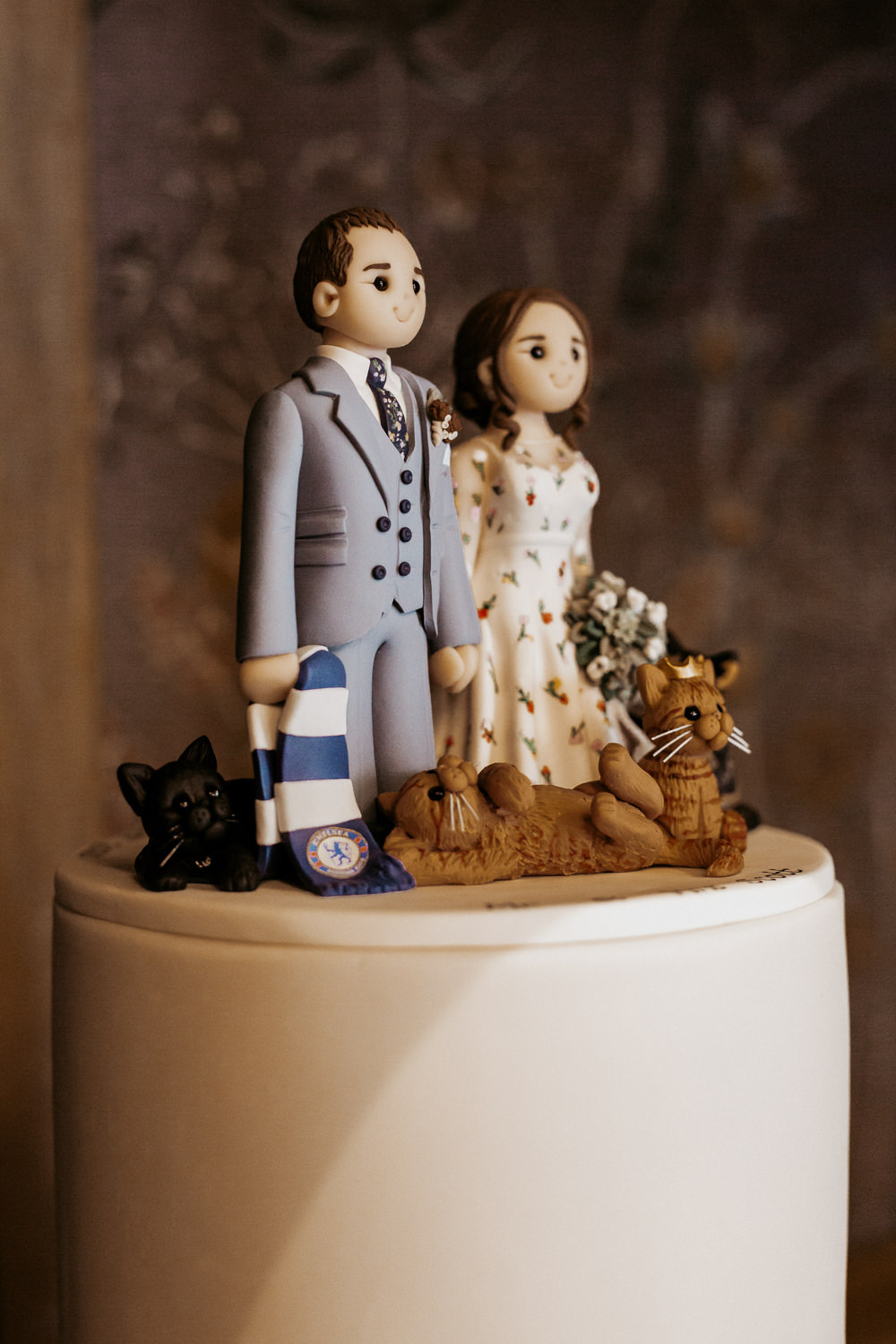 Cake Topper Cats Silver Blue Wedding Laura Coughlan