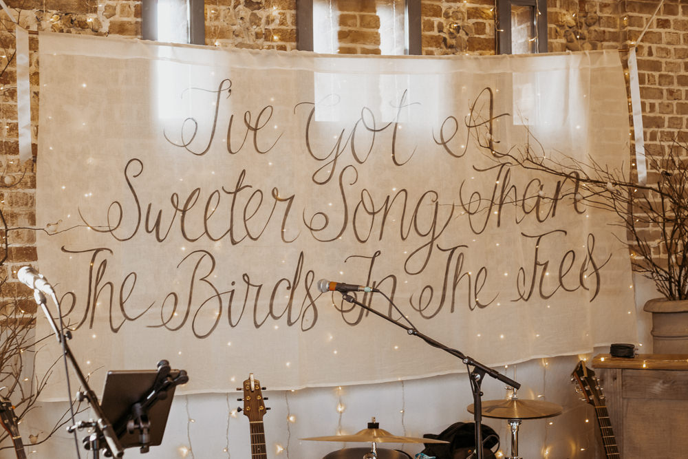 Banner Sign Signage Backdrop Silver Blue Wedding Laura Coughlan