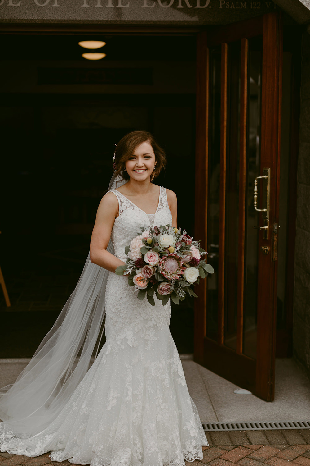 Bride Bridal Dress Gown Illusion Lace Mermaid Tullyveery House Wedding Adam and Grace