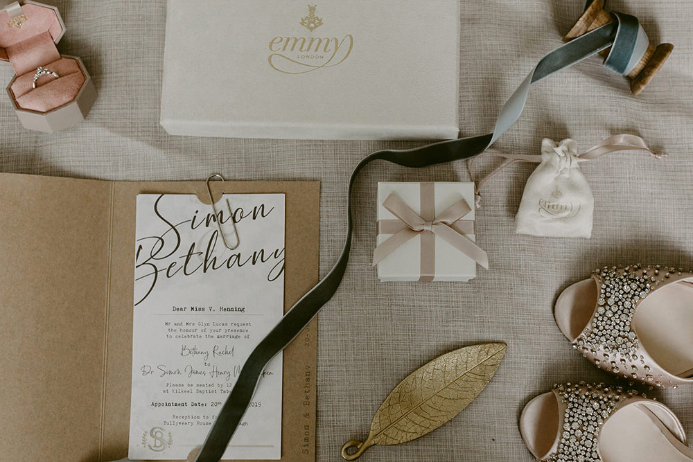 Stationery Invite Invitation Calligraphy Tullyveery House Wedding Adam and Grace