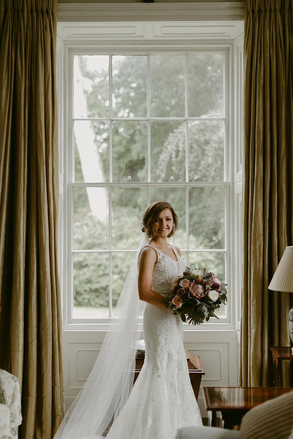 Bride Bridal Dress Gown Illusion Lace Mermaid Tullyveery House Wedding Adam and Grace