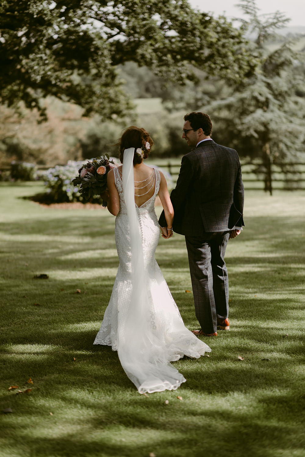 Bride Bridal Dress Gown Illusion Lace Mermaid Veil Tullyveery House Wedding Adam and Grace