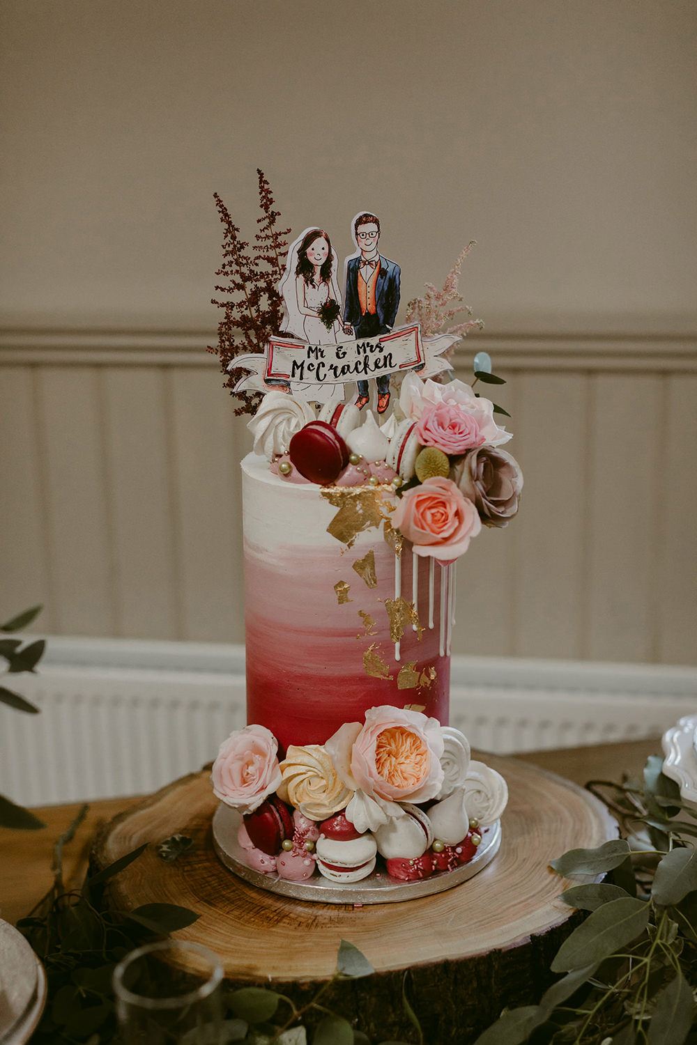 Cake Flowers Ombre Bride Groom Topper Tullyveery House Wedding Adam and Grace