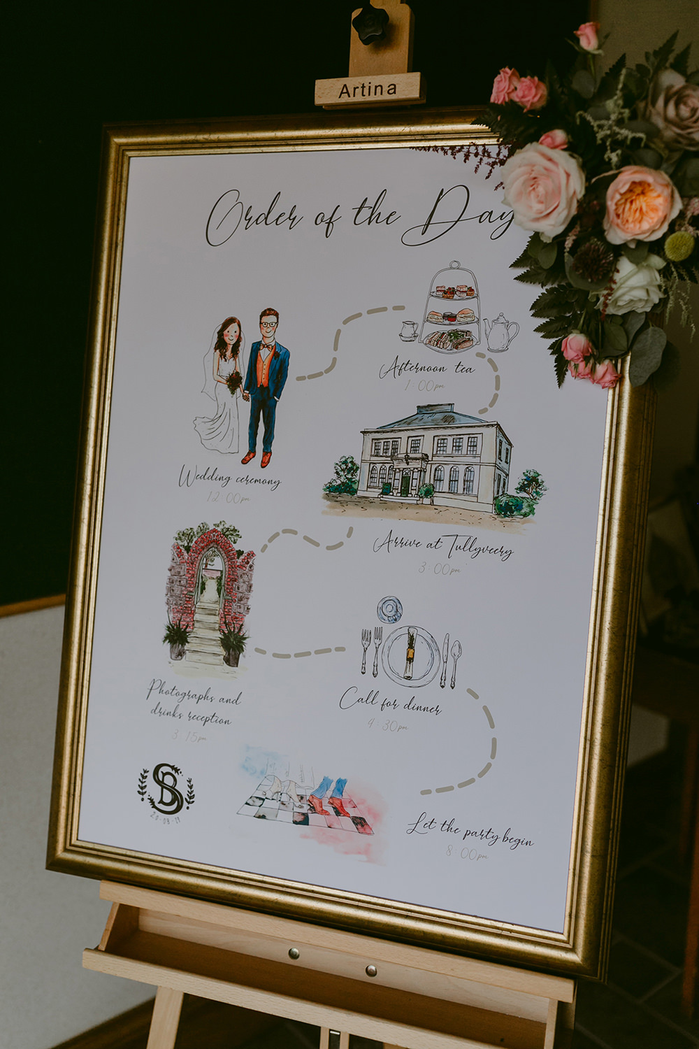 Order of the Day Sign Signs Signage Tullyveery House Wedding Adam and Grace