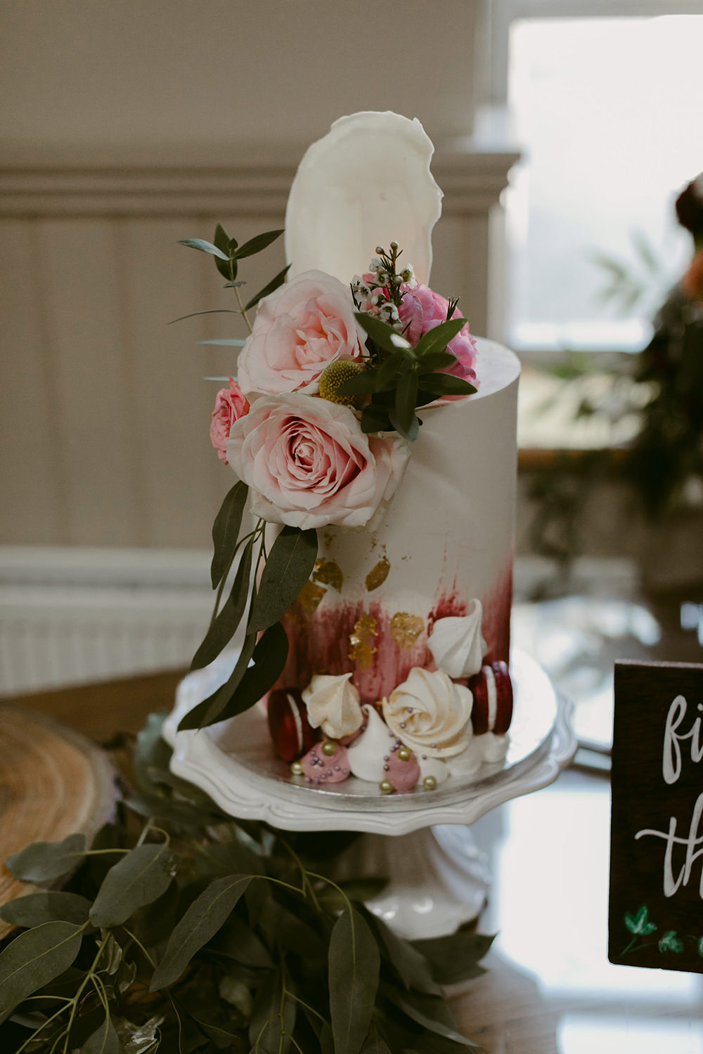 Cake Flowers Ombre Topper Tullyveery House Wedding Adam and Grace