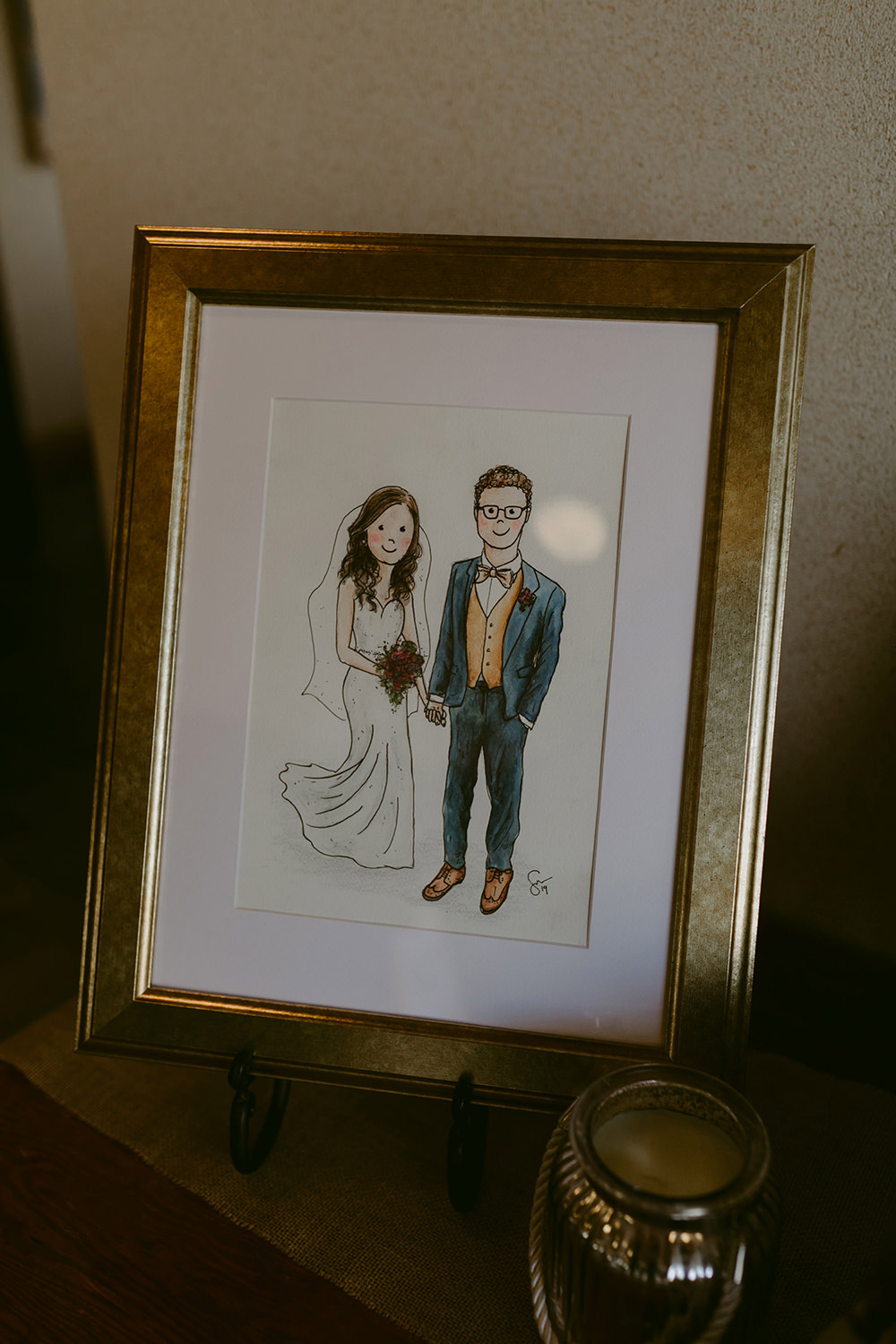 Couple Portrait Illustration Tullyveery House Wedding Adam and Grace