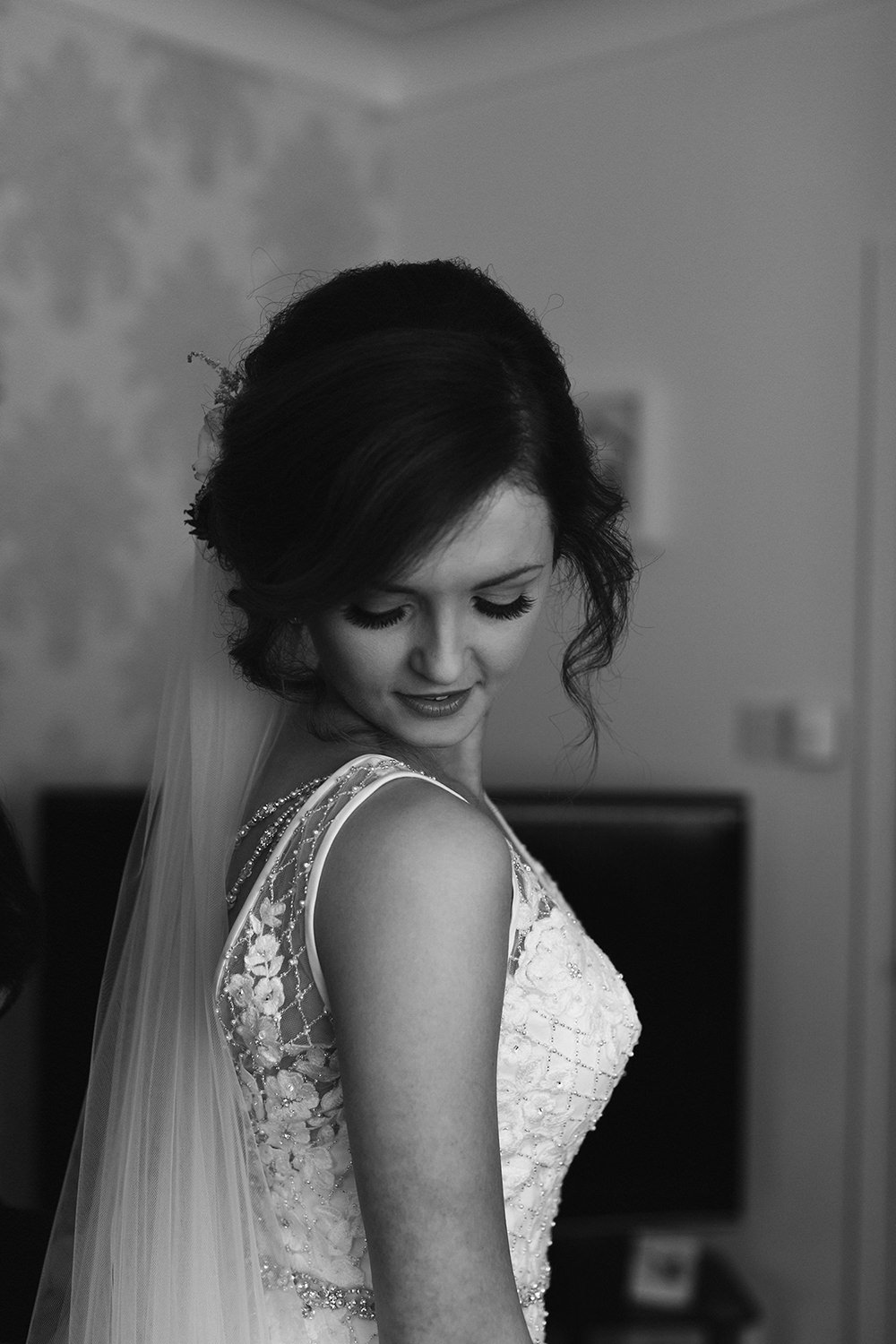 Bride Bridal Dress Gown Illusion Lace Mermaid Tullyveery House Wedding Adam and Grace