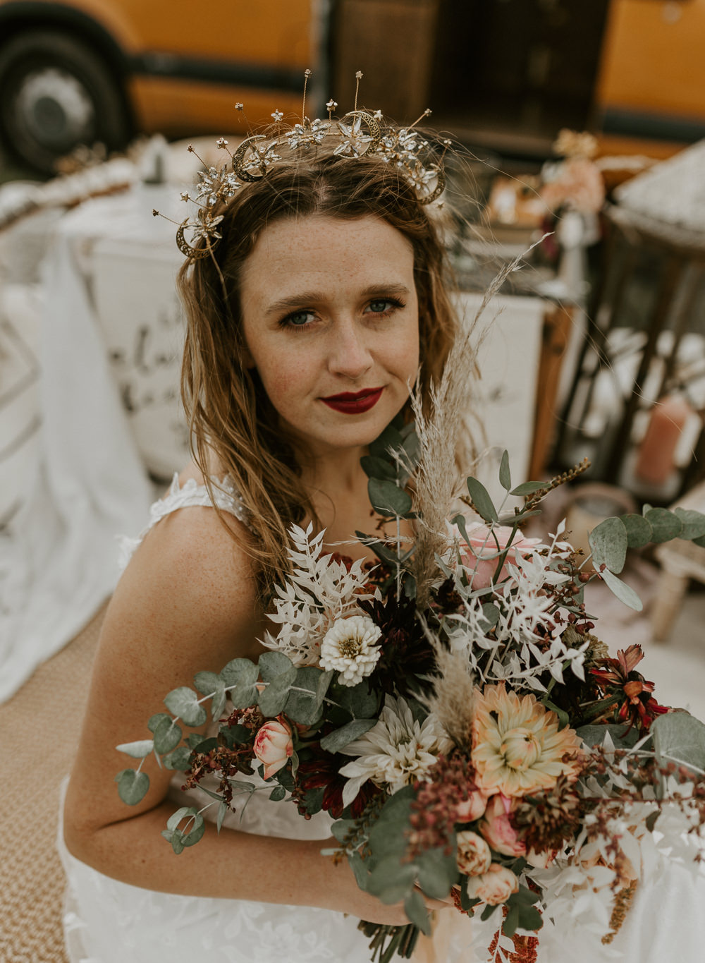 Bride Bridal Make Up Crown Van Life Wedding Sarah Taylor Photo Film