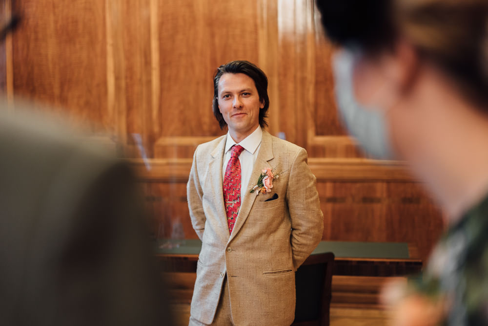 Groom Suit Cream Blazer Vintage London Wedding The Shannons Photography
