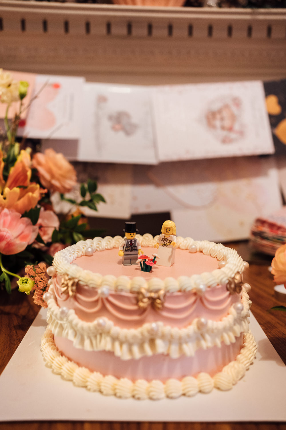Cake Pink Ruffle Retro Vintage London Wedding The Shannons Photography
