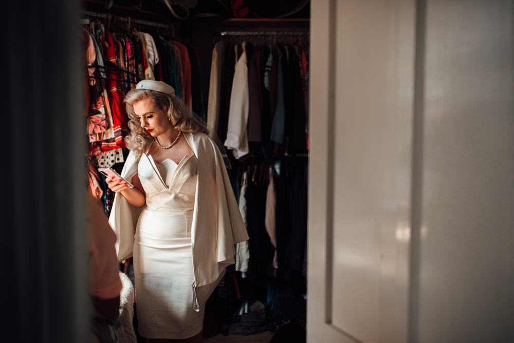 Bride Bridal Dress Gown Short Hat Veil Cape Vintage London Wedding The Shannons Photography