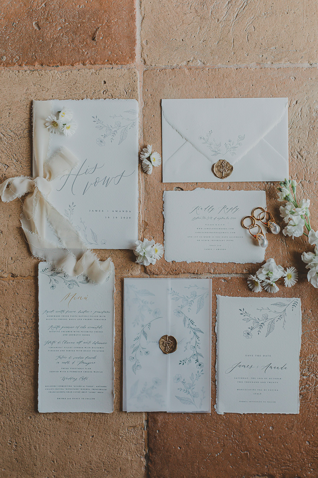 Whimsical Tuscany Wedding Sofia Balli Stationery Invite Invitation Wax Seal Calligraphy