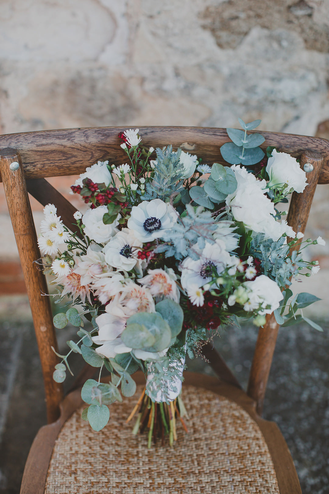 Bouquet Flowers Bride Bridal Anemone Whimsical Tuscany Wedding Sofia Balli