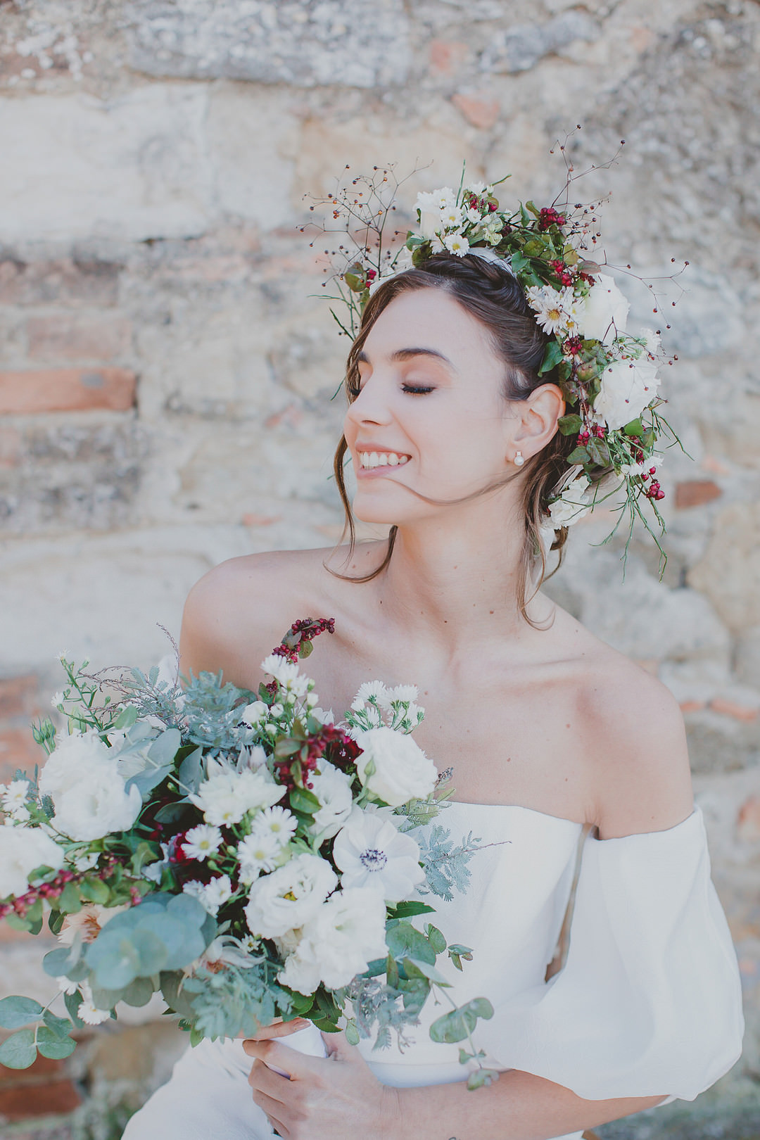 Bride Bridal Flower Crown Whimsical Tuscany Wedding Sofia Balli
