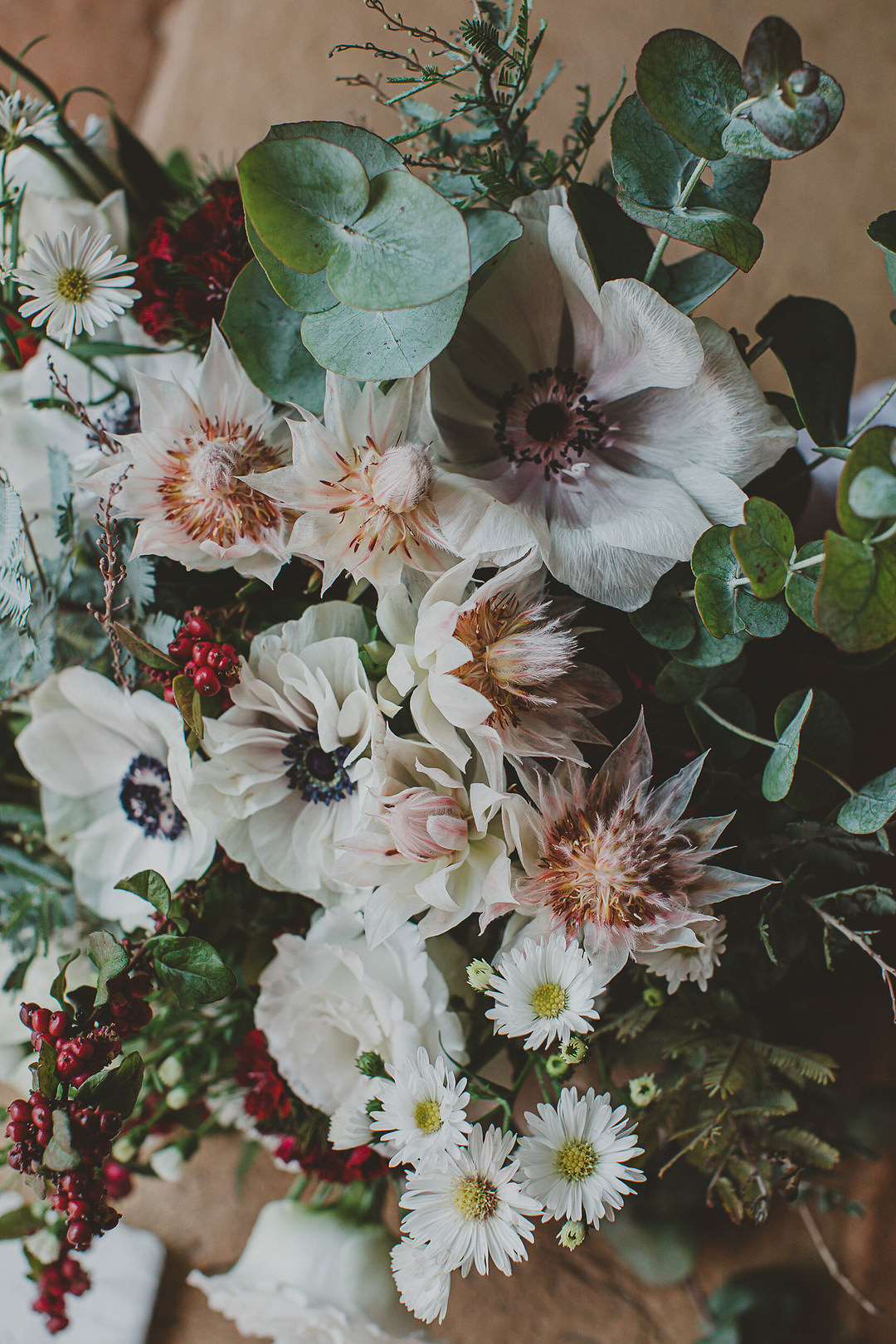 Bouquet Flowers Bride Bridal Anemone Whimsical Tuscany Wedding Sofia Balli