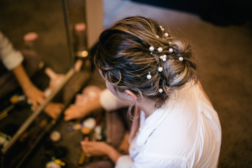 Autumn Village Wedding Hannah Christine Photography Bride Bridal Hair Style Up Do