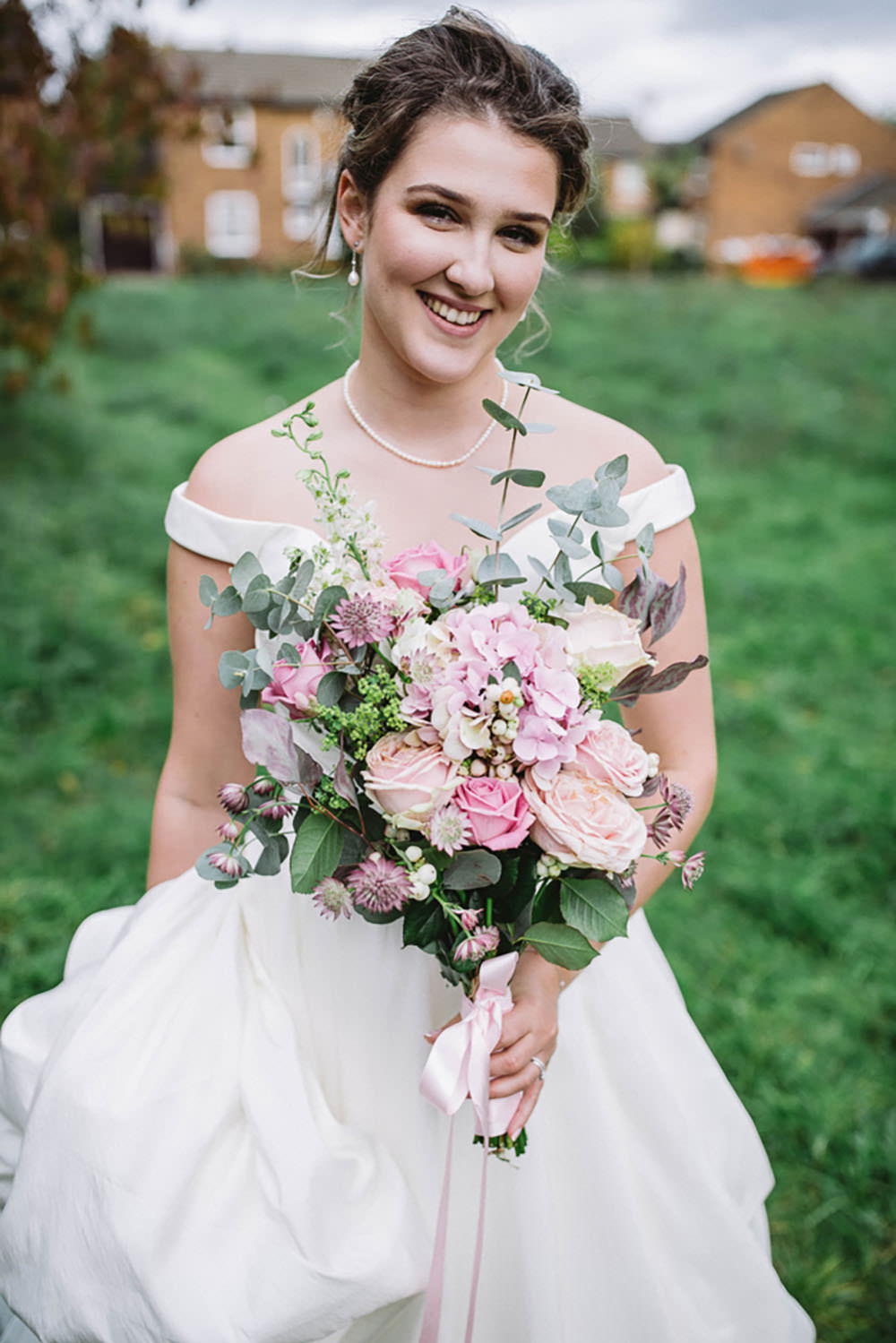 Bouquet Flower Bride Bridal Bridesmaid Pink Rose Autumn Village Wedding Hannah Christine Photography