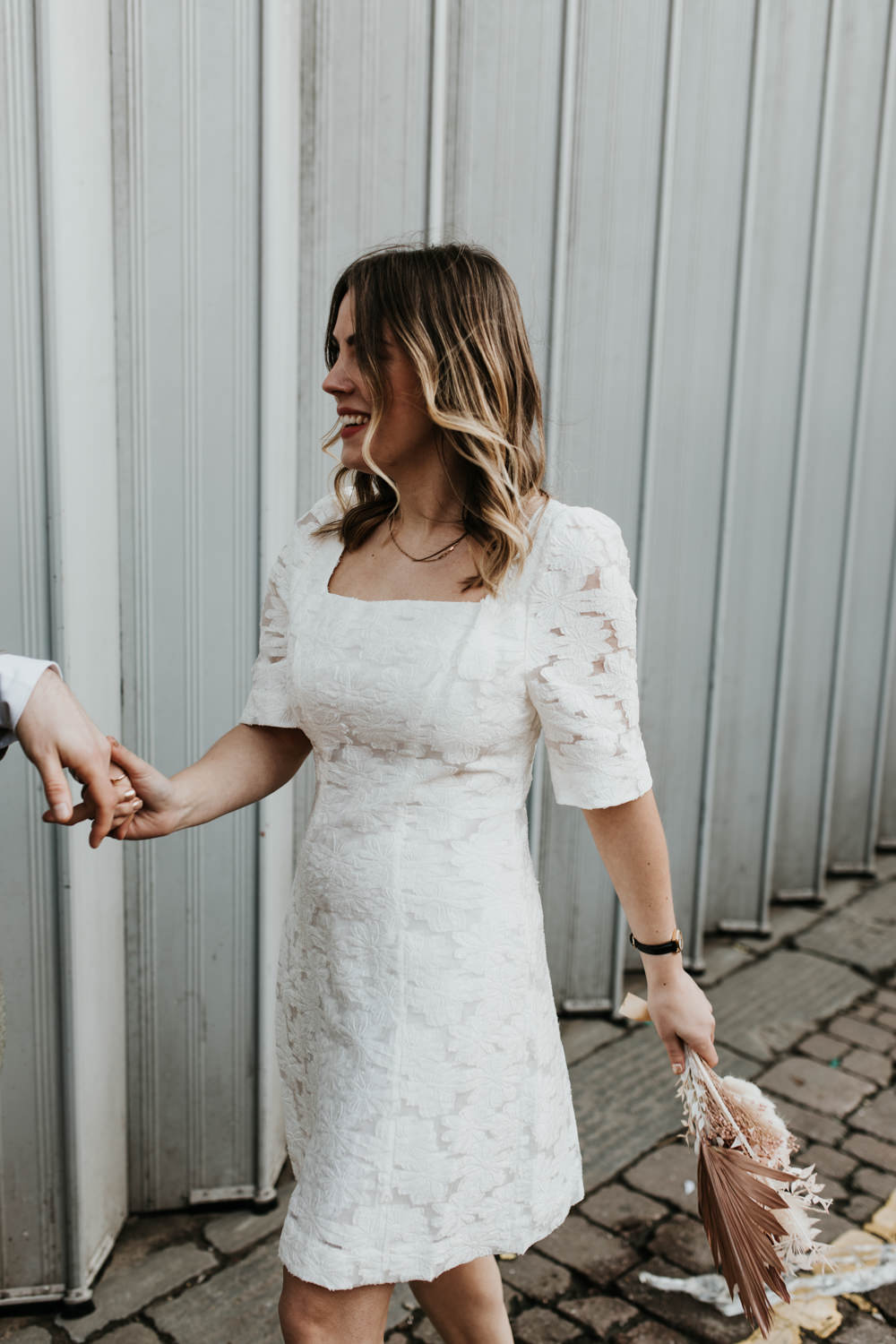Dress Gown Bride Bridal Lace Cap Sleeve Cardiff City Hall Wedding Francesca Hill Photography