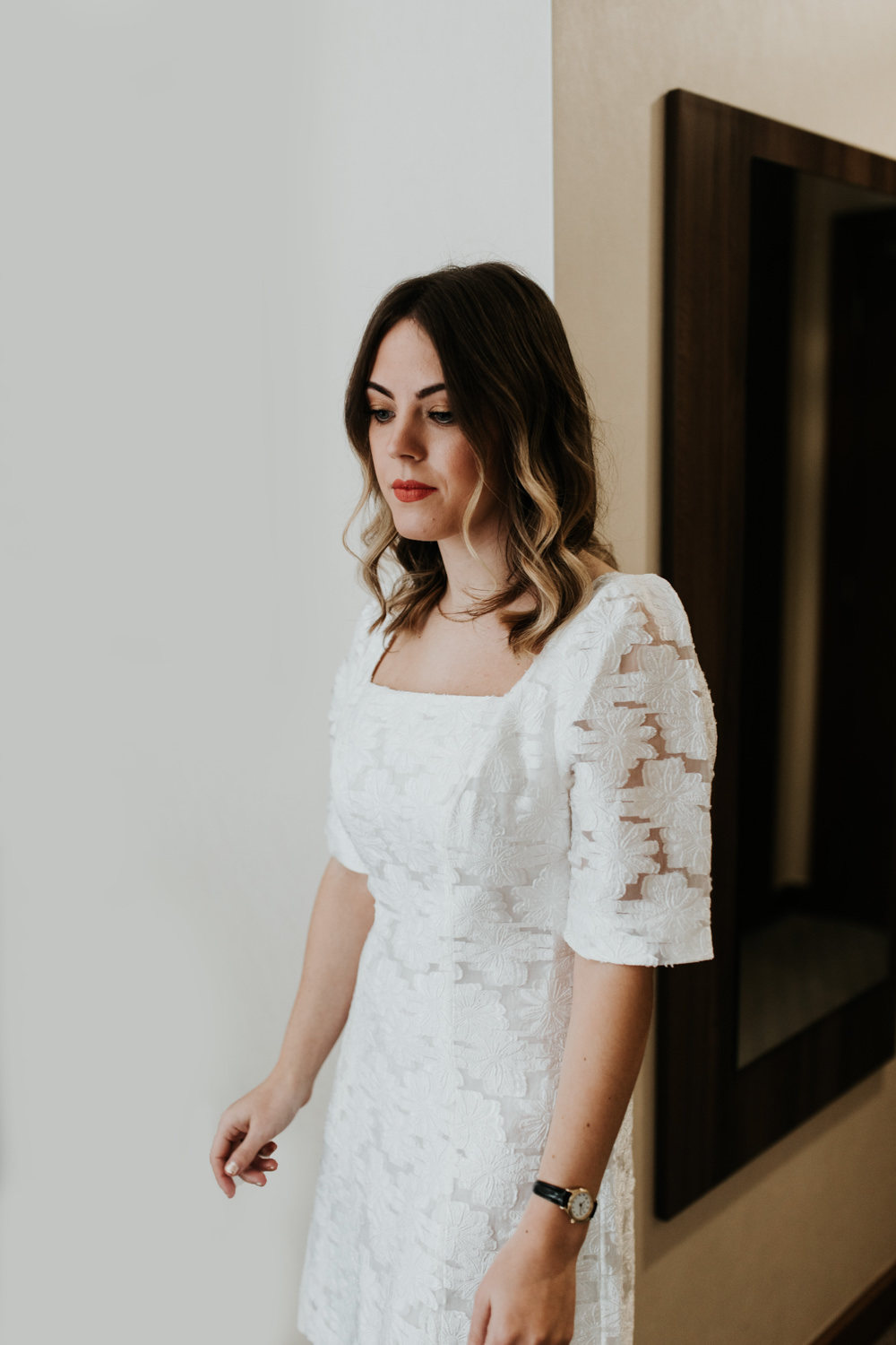 Dress Gown Bride Bridal Lace Cap Sleeve Cardiff City Hall Wedding Francesca Hill Photography
