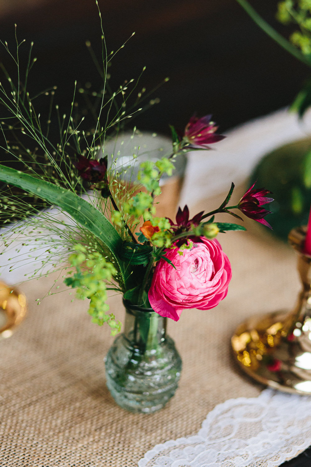 Table Flowers Bud Vase Cheshire Woodland Weddings Jessica O’Shaughessy Wedding Photography