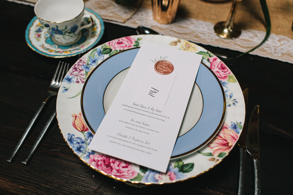 Place Setting Decor Cheshire Woodland Weddings Jessica O’Shaughessy Wedding Photography