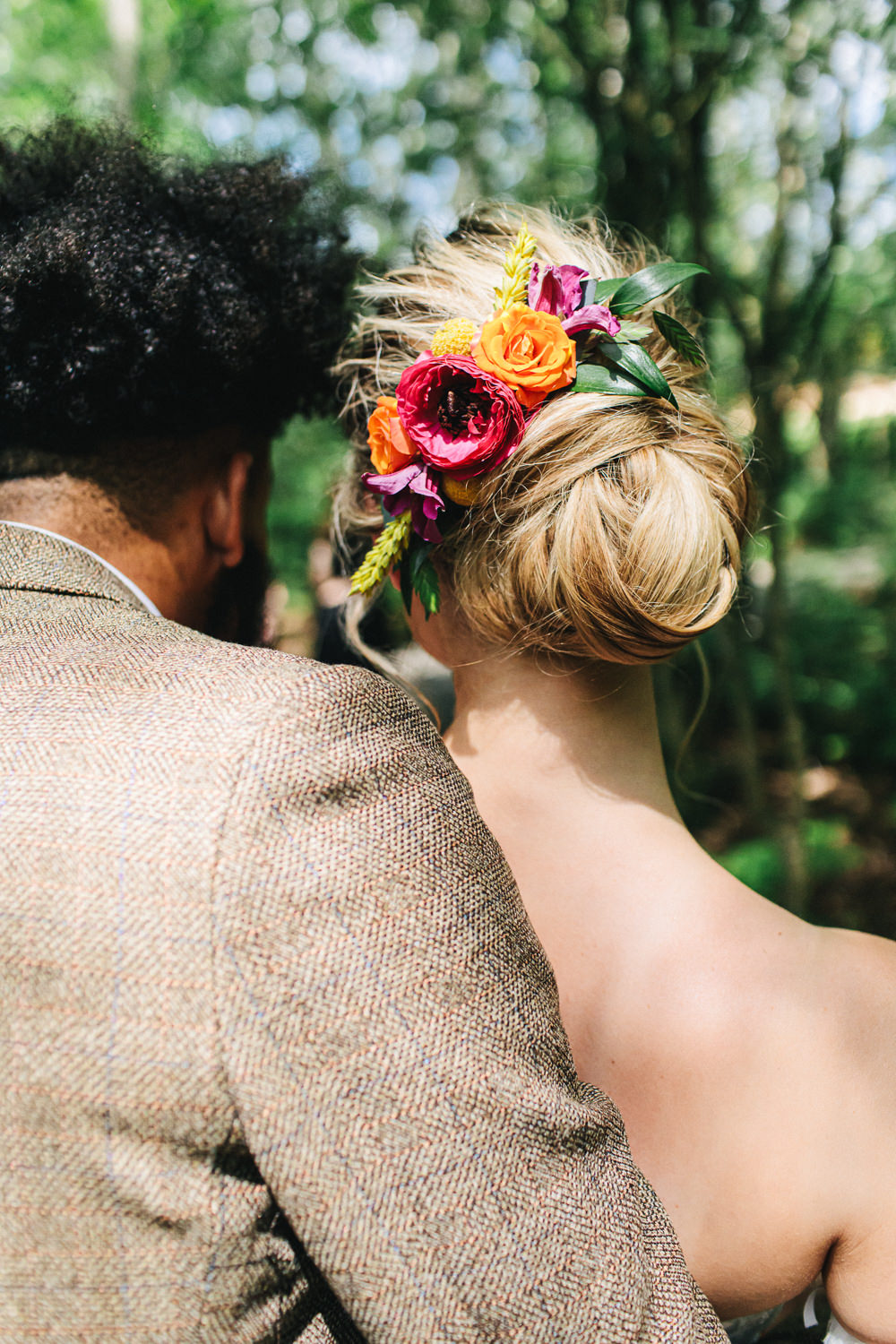 Bride Bridal Hair Style Up Do Chignon Flowers Cheshire Woodland Weddings Jessica O’Shaughessy Wedding Photography