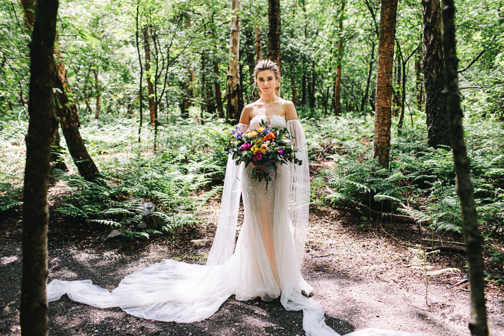 Dress Gown Bride Bridal Long Sleeves Cheshire Woodland Weddings Jessica O’Shaughessy Wedding Photography