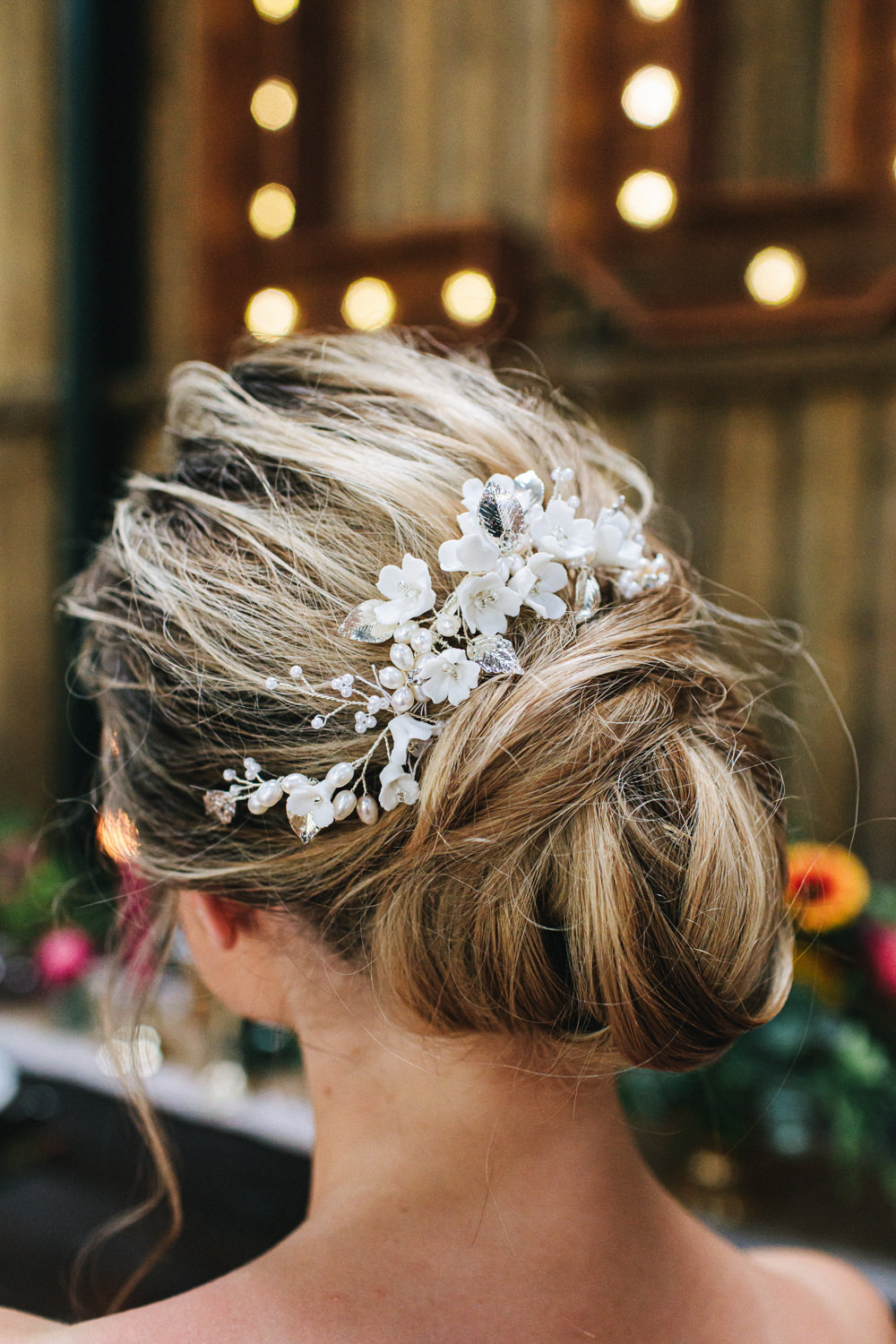 Bride Bridal Hair Style Up Do Chignon Cheshire Woodland Weddings Jessica O’Shaughessy Wedding Photography