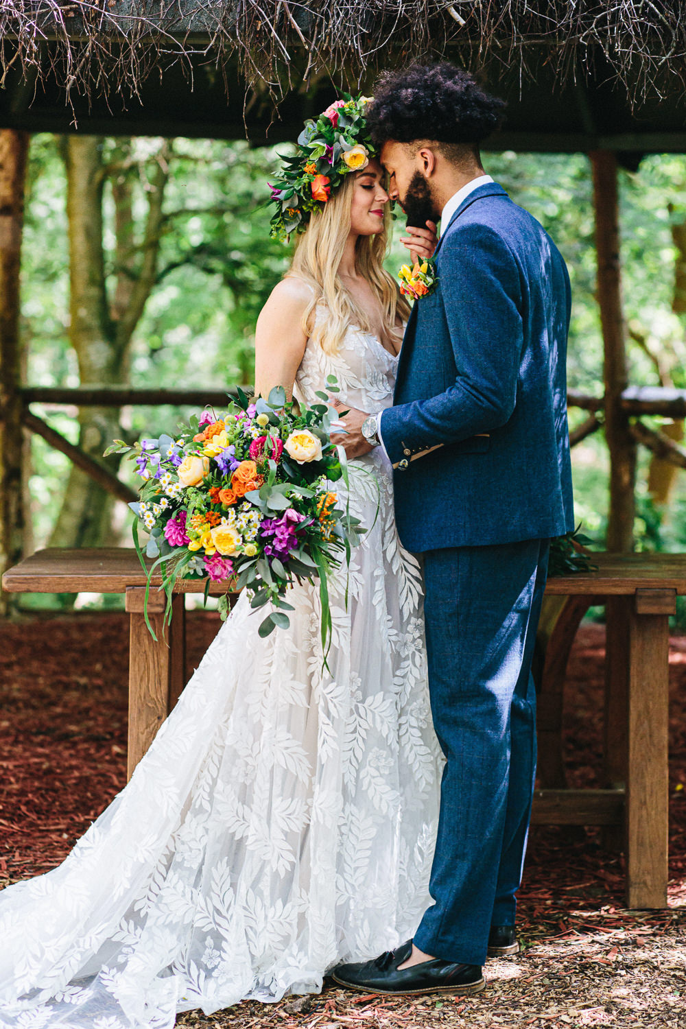 Dress Gown Bride Bridal Lace Train Cheshire Woodland Weddings Jessica O’Shaughessy Wedding Photography