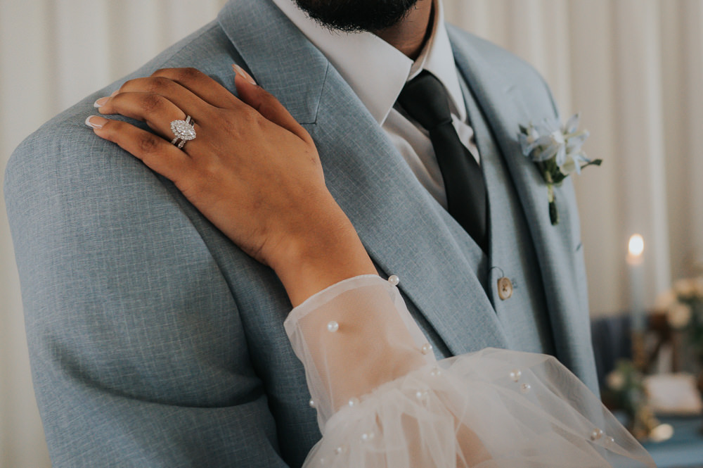 Engagement Ring Dusky Blue Wedding SJP Photography