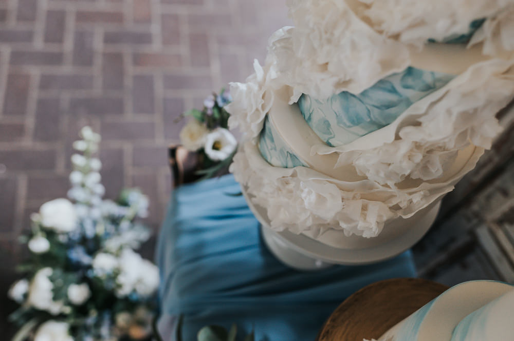 Ruffle Cake Dusky Blue Wedding SJP Photography