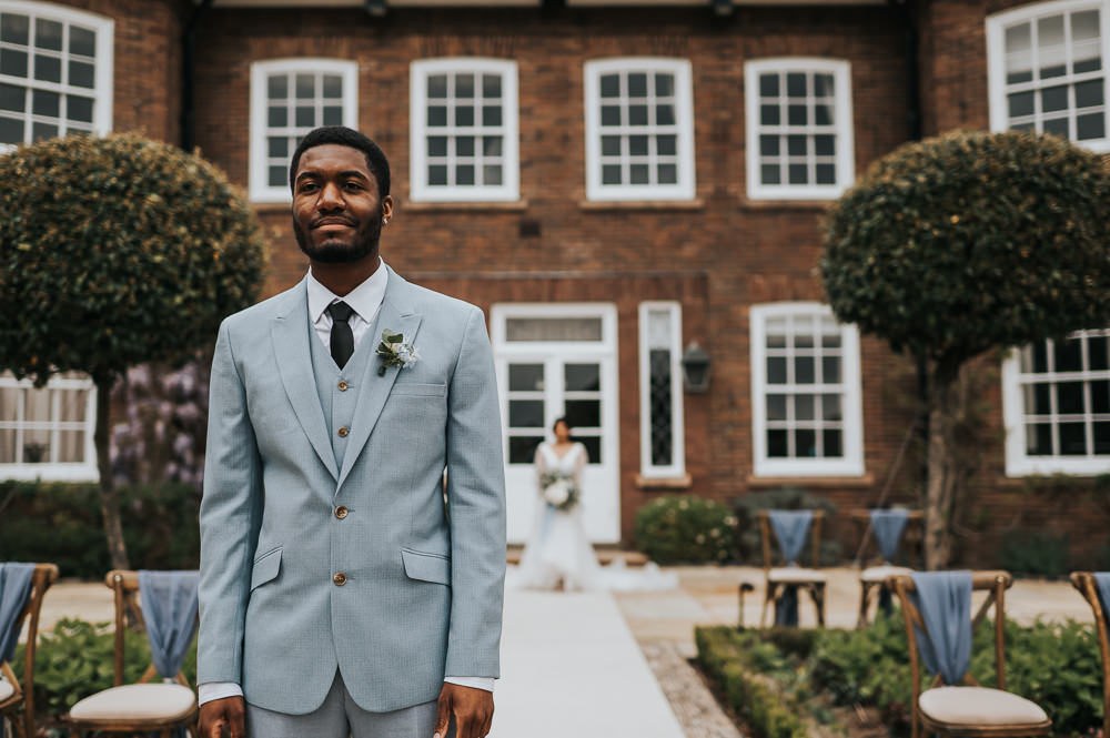 Groom Suit Tie Dusky Blue Wedding SJP Photography