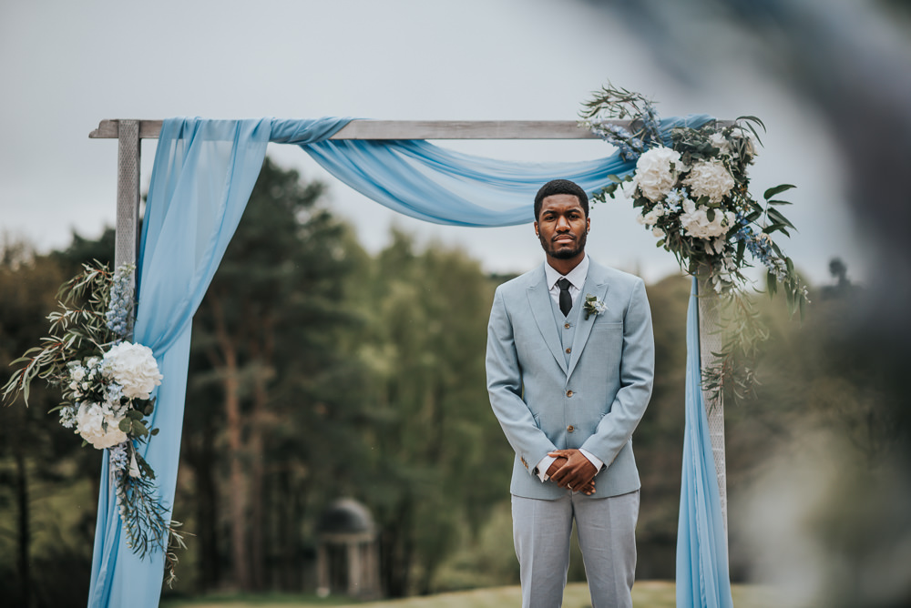 Groom Suit Tie Dusky Blue Wedding SJP Photography