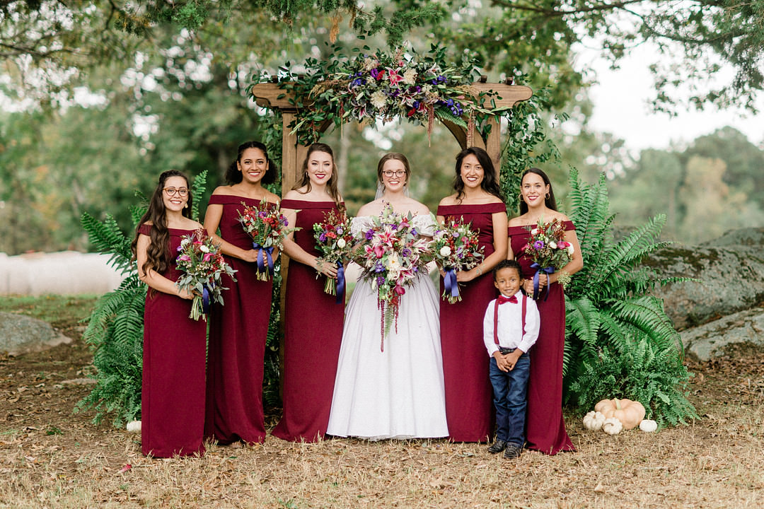 Bridesmaids Dress Dresses Red Burgundy Farm Wedding Washington Beauty & Beard Photography