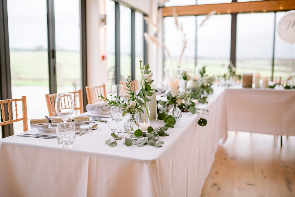 Table Decor Greenery Candles Christmas Winter Harefield Barn Wedding Jennifer Jane Photography