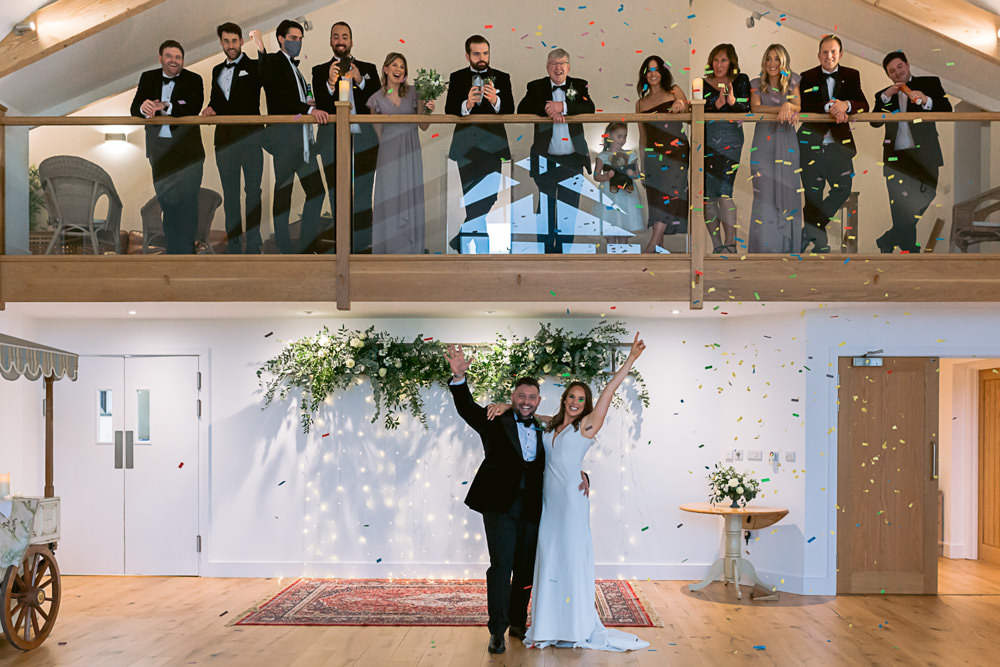 Confetti Throw Harefield Barn Wedding Jennifer Jane Photography