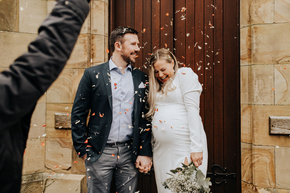 Confetti Throw LLwynegrin Hall Wedding Wyldbee Photography