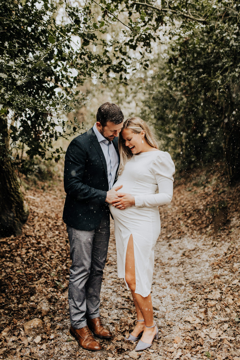 Pregnant Bride Bridal Short Dress Maternity LLwynegrin Hall Wedding Wyldbee Photography