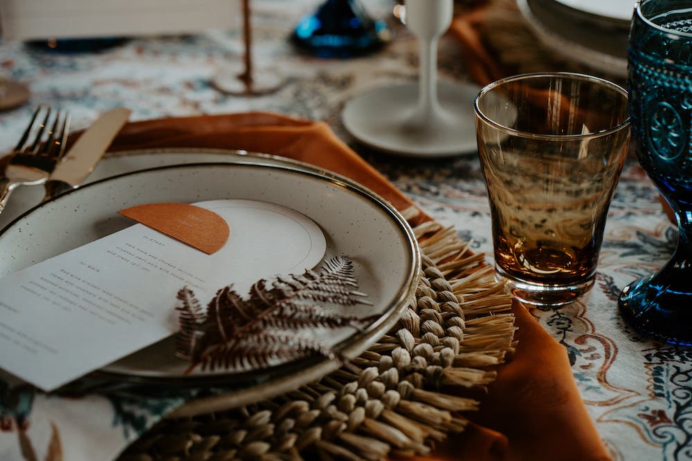 Place Setting Place Name Orange Curve Old Cow Shed Wedding Flashback Images