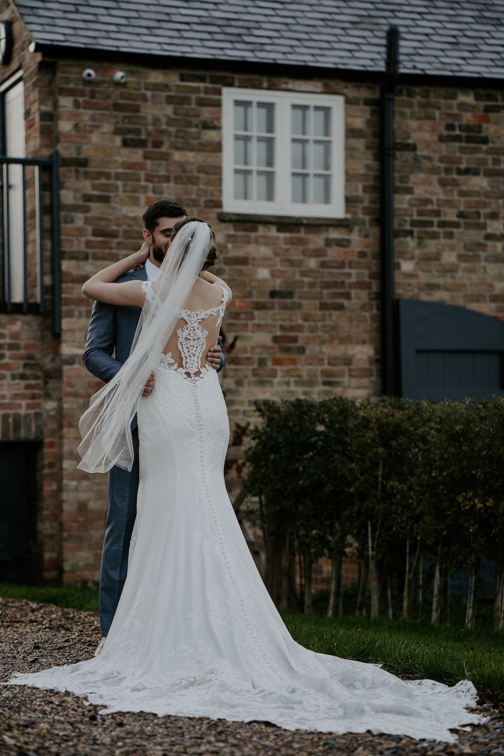 Dress Gown Bride Bridal Illusion Back Old Cow Shed Wedding Flashback Images